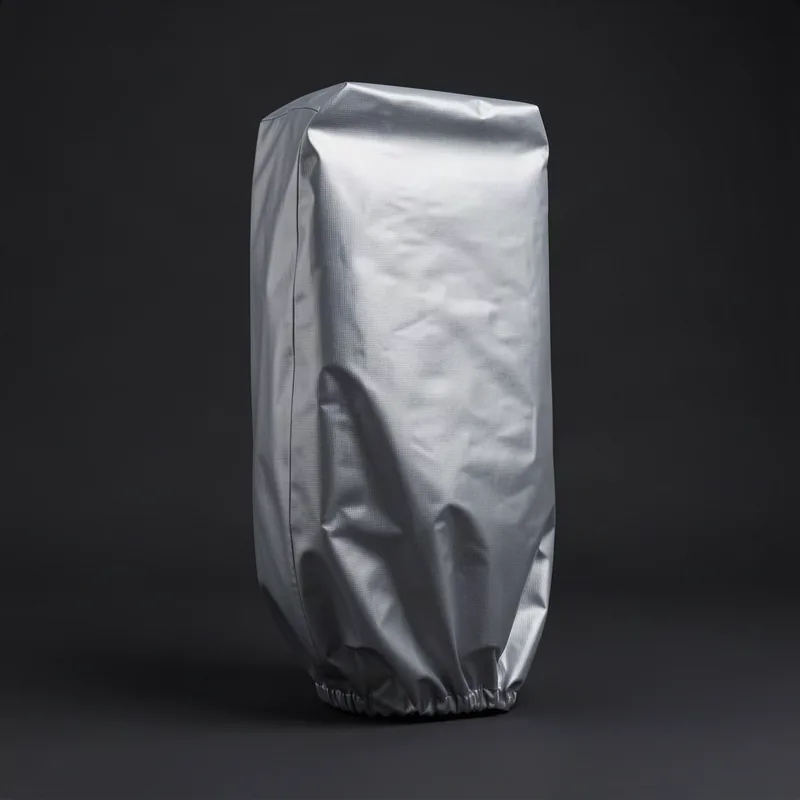 Housse de protection imperméable argentée installée sur une wallbox murale